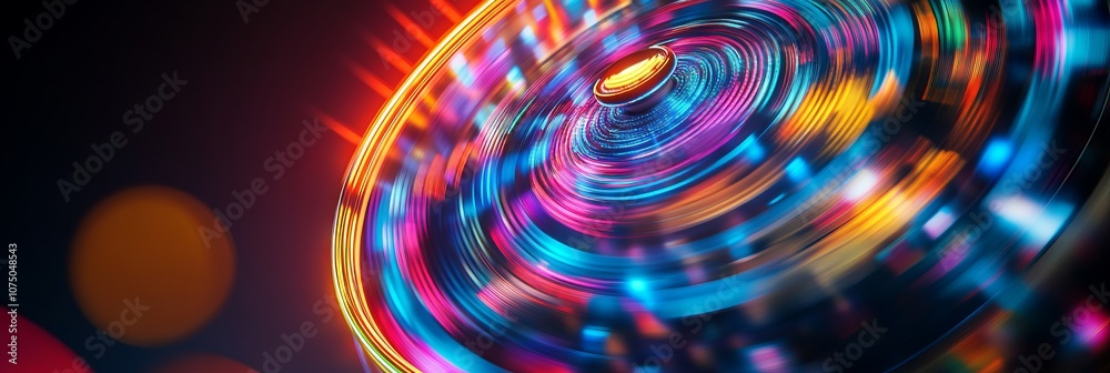 Colorful Ferris Wheel with Neon Lights at Night. AI generated illustration Colorful Ferris Wheel with Neon Lights at Night. AI generated illustration