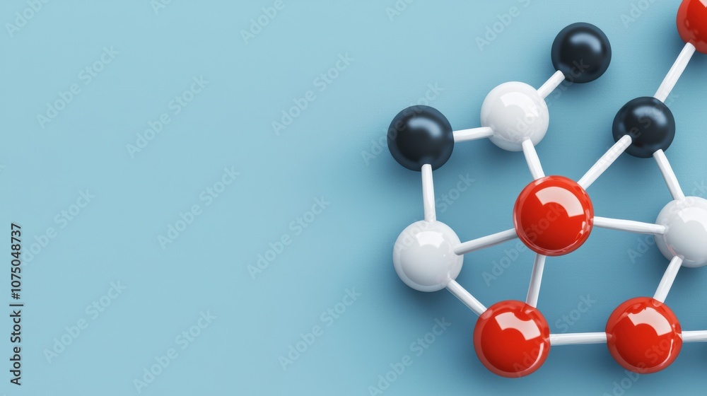 Obraz premium Abstract molecular structure on a blue background, illustrating chemical connections and scientific concepts in biology or chemistry.