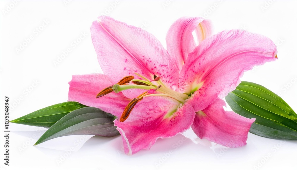 Lily pink on white background isolated. Beautiful flower. Lily pink on white background isolated. Beautiful flower.