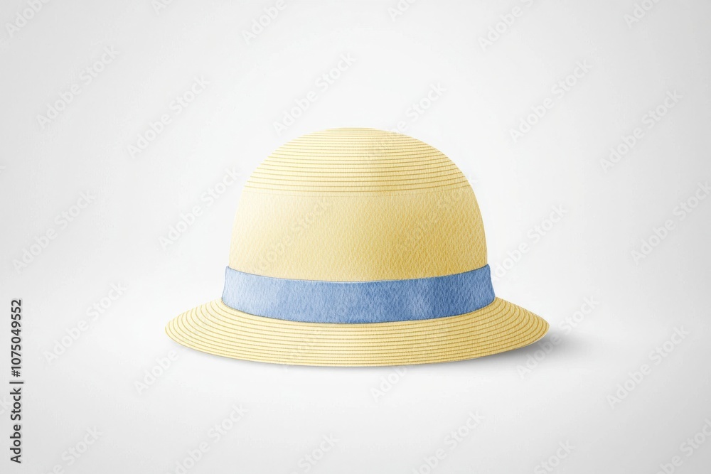Bright yellow straw hat with a blue band, perfect for sunny days, summer outings, or beach adventures, adding a touch of style to any outfit. Bright yellow straw hat with a blue band, perfect for sunny days, summer outings, or beach adventures, adding a touch of style to any outfit.