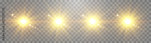 Vector transparent sunlight set, special lens flare effect. Light effects set, sun flash isolated on png
