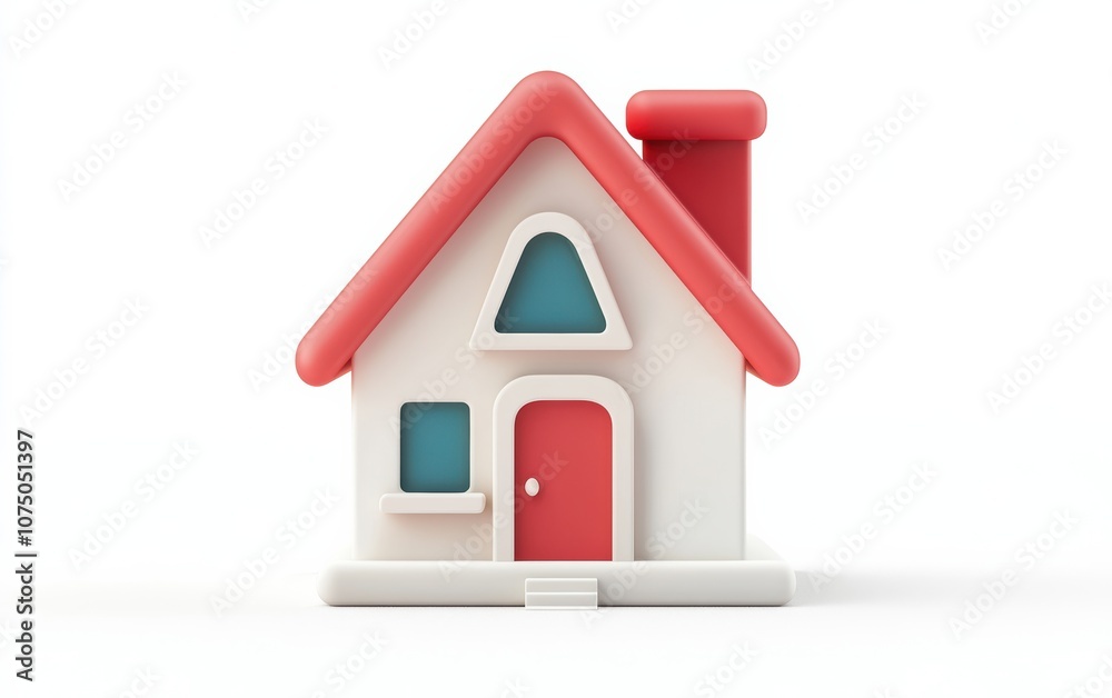 A charming cartoonish house with a red roof and colorful accents, perfect for illustrations, children's books, and playful design concepts. A charming cartoonish house with a red roof and colorful accents, perfect for illustrations, children's books, and playful design concepts.