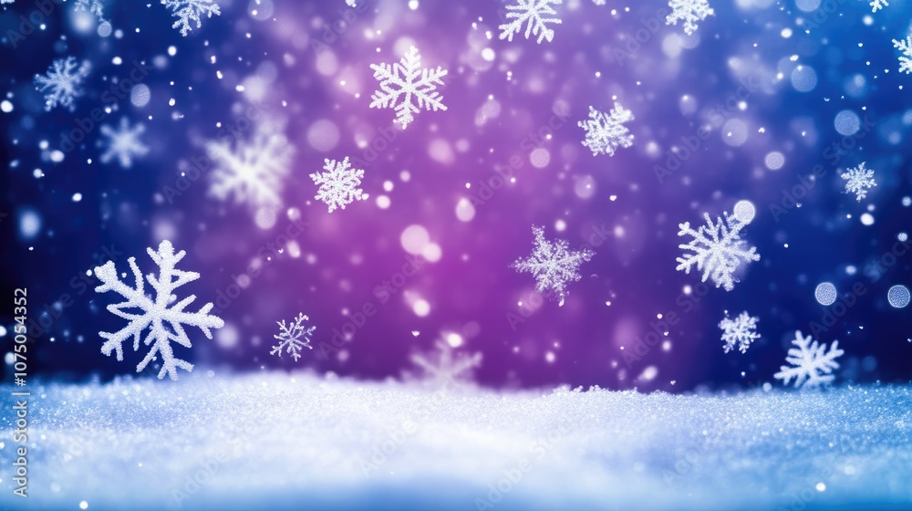Winter Snowflakes Floating in Dreamy Background Winter Snowflakes Floating in Dreamy Background