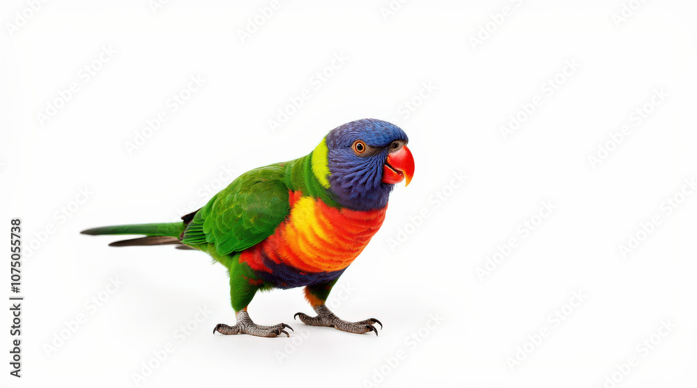 Vibrant Parrot Close-Up Photography on White Background - Perfect for Tropical Wildlife and Nature Themes Vibrant Parrot Close-Up Photography on White Background - Perfect for Tropical Wildlife and Nature Themes