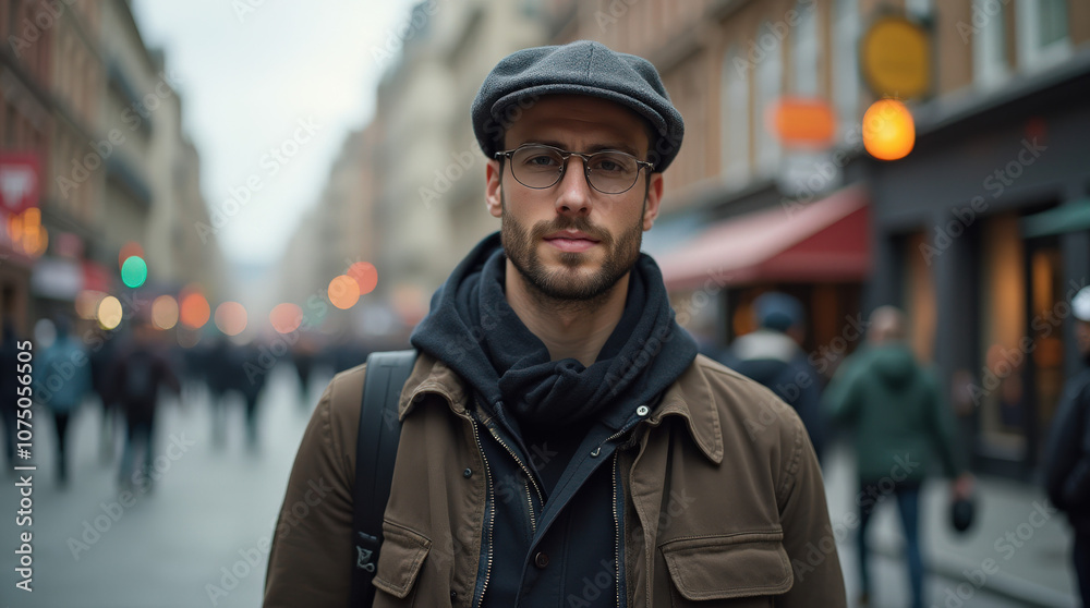 Stylish City Street Portrait of Confident Man: Diverse Street Style Photography in Urban Setting Stylish City Street Portrait of Confident Man: Diverse Street Style Photography in Urban Setting