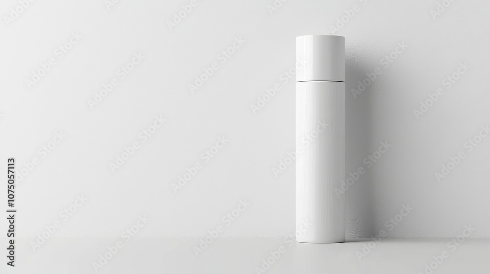 A sleek white container stands upright against a minimalistic white wall, emphasizing modern design and simplicity. A sleek white container stands upright against a minimalistic white wall, emphasizing modern design and simplicity.