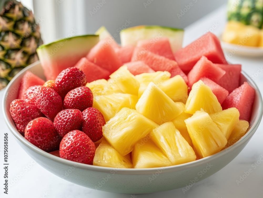 A vibrant bowl of fresh assorted fruits for a healthy snack.