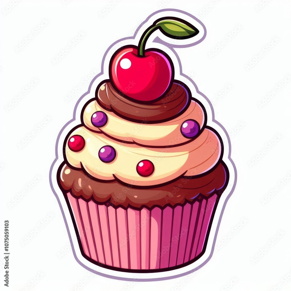 Cupcakes clip art stickers on white isolated background Cupcakes clip art stickers on white isolated background