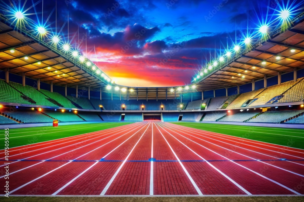 a stadium with a stadium with a stadium with a stadium with lights on it