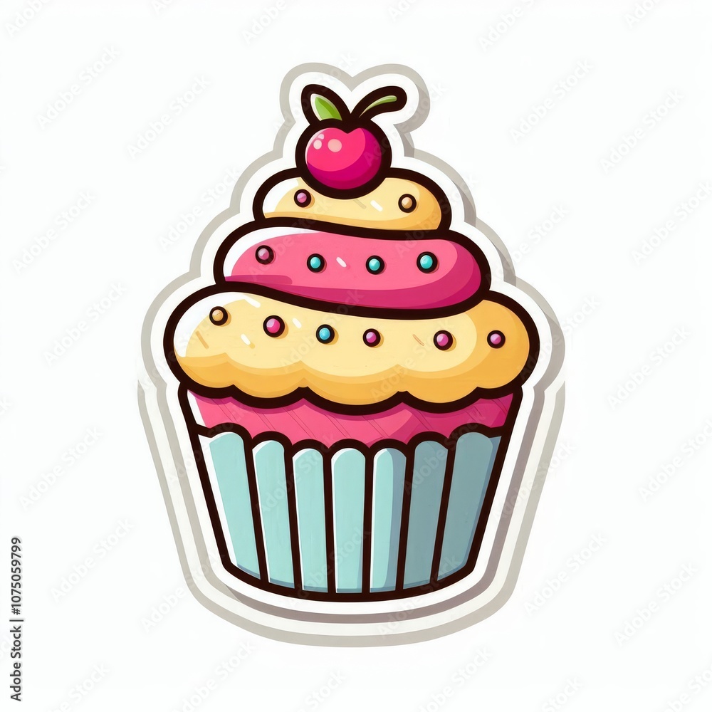 Cupcakes clip art stickers on white isolated background Cupcakes clip art stickers on white isolated background