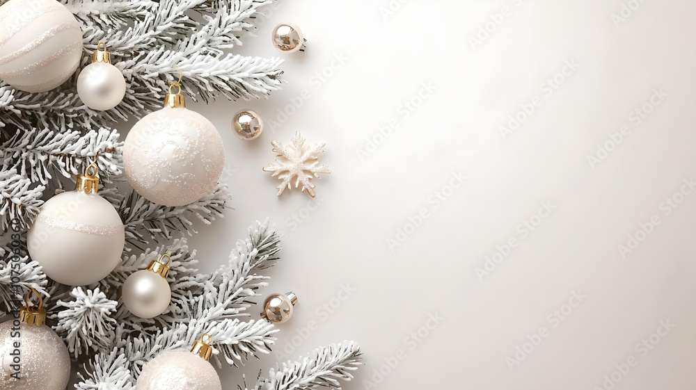 Fototapeta premium Christmas Background with White and Gold Decorations