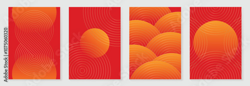 Chinese New Year 2025 greeting card background vector. Luxury poster design with infinity, wave, golden line art. Elegant oriental illustration for cover, red envelope, calendar.