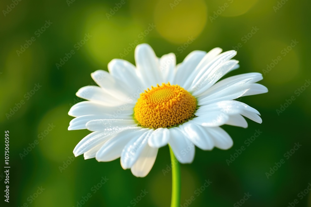 Fototapeta premium Daisy petals in close-up detail surrounded by green nature