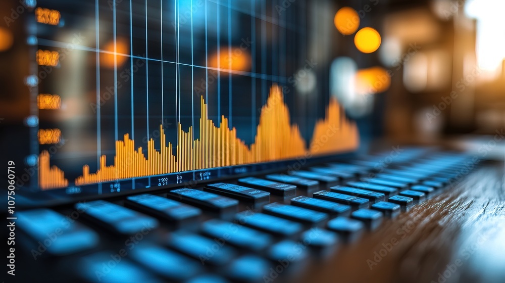 Close-up of a real estate business concept with a rising graph Close-up of a real estate business concept with a rising graph