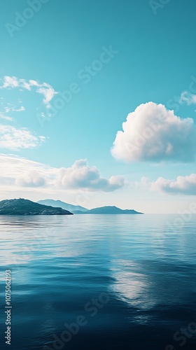 Serene Seascape with Cloudy Sky