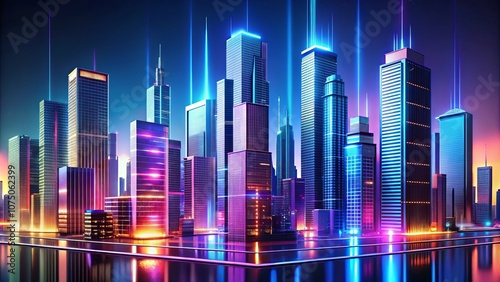 Vibrant Nighttime Cityscape with Neon Lights