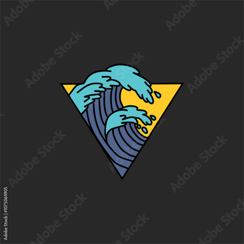 ocean wave and sun vector icon design, suitable use for logo, symbol and element design to describe ocean and sea