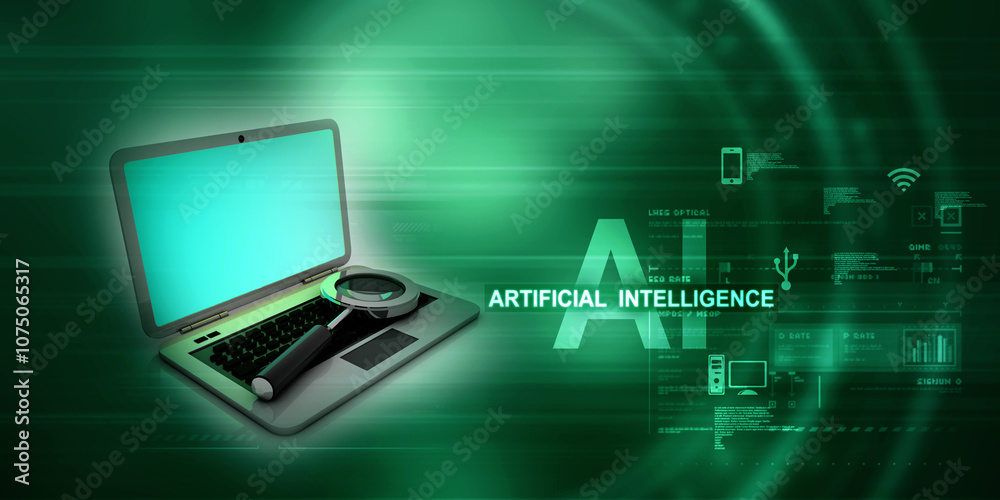 3d rendering Laptop search concept 3d rendering Laptop search concept