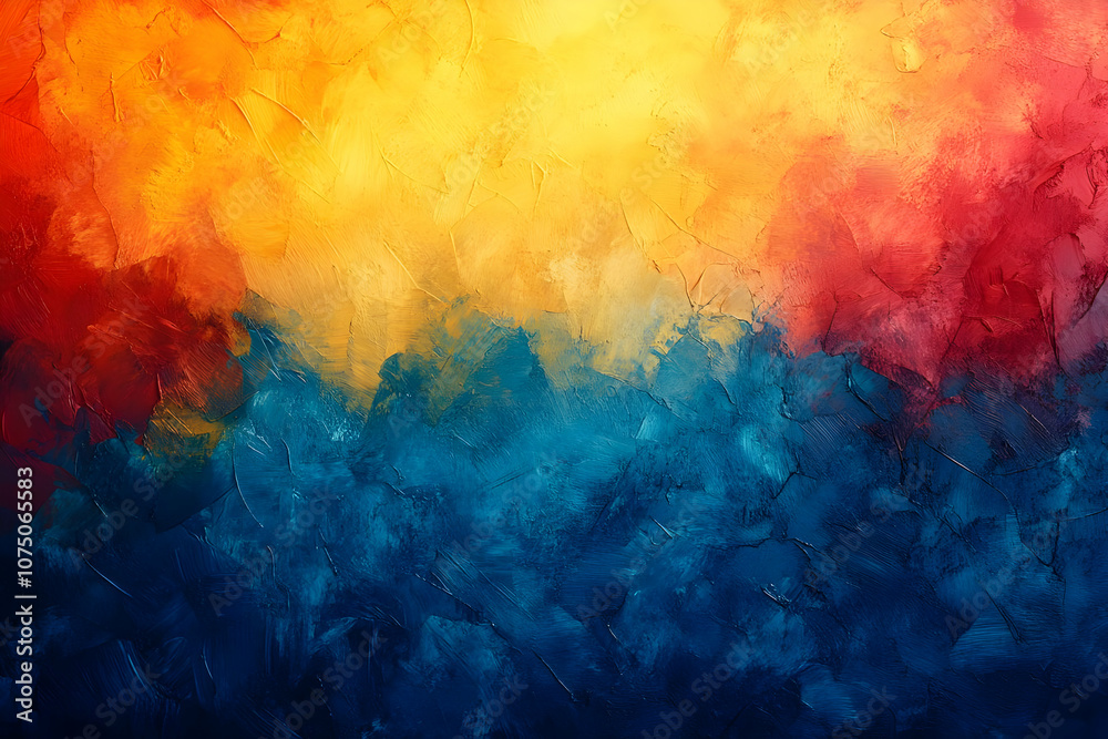Fototapeta premium Abstract Background - Orange, Yellow, Red and Blue Textured Painting