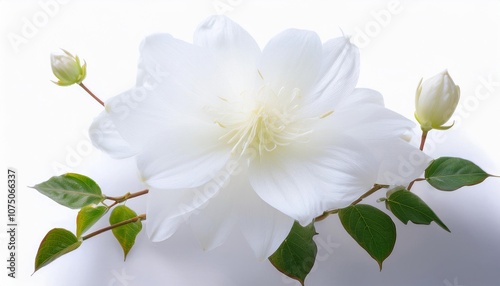 Pansy white on white background isolated. Beautiful flower.