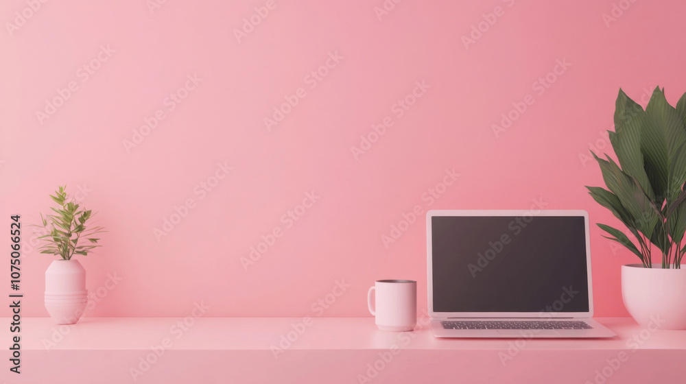 Minimalist Office Setup with Laptop and Coffee Mug for Efficient Productivity Minimalist Office Setup with Laptop and Coffee Mug for Efficient Productivity