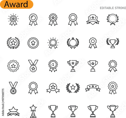Award Icons Set Recognition, Achievement, Success