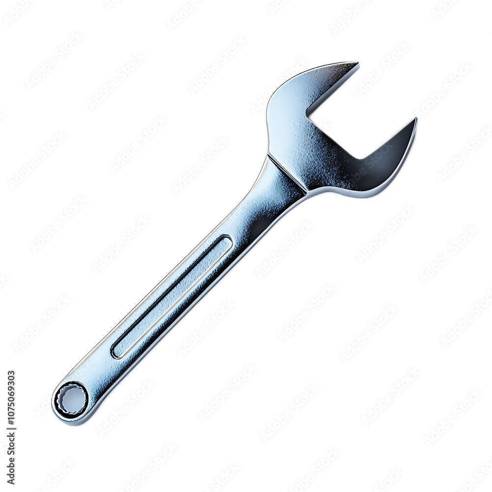 a spanner, open-ended wrench, shiny metal, isolated on white background a spanner, open-ended wrench, shiny metal, isolated on white background