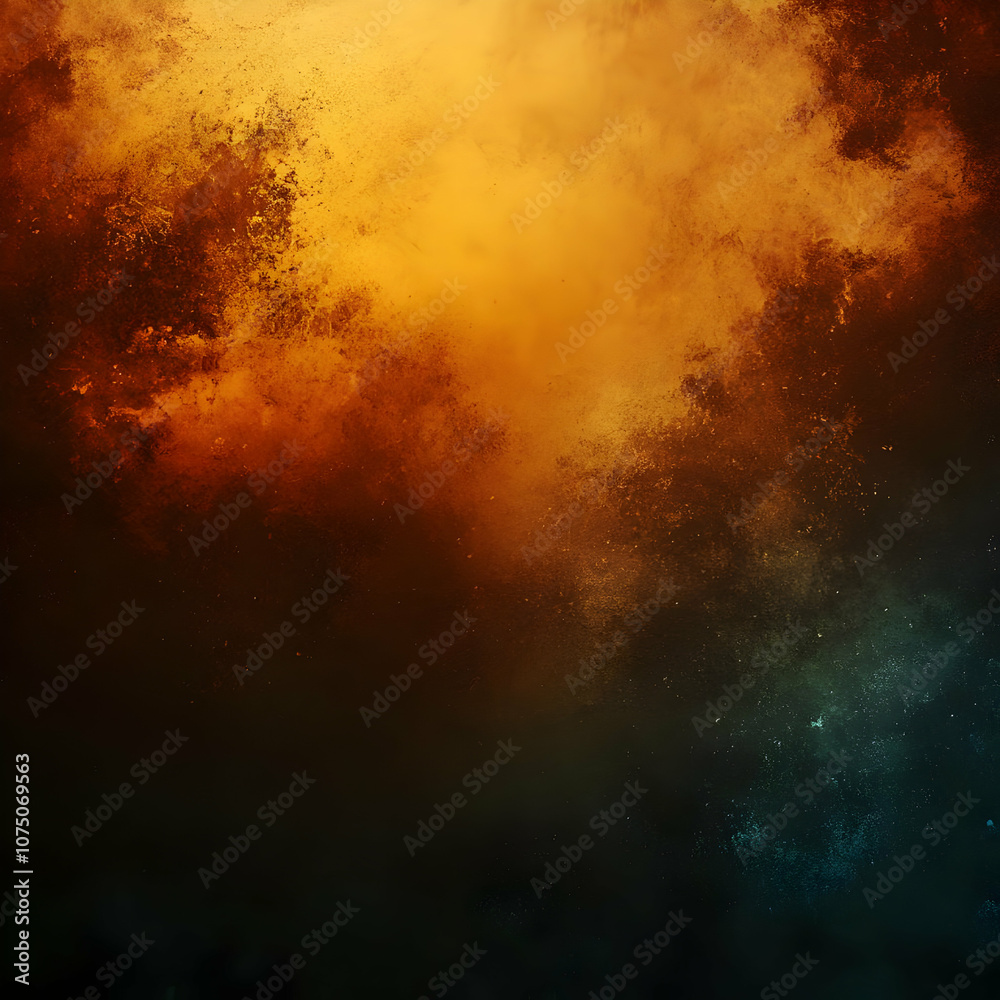 Fototapeta premium Abstract Background - Golden Orange and Teal Dust Explosion