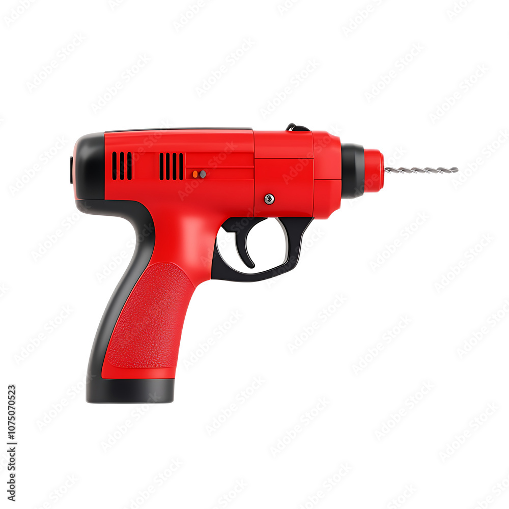 a staple gun, metallic with red grip, realistic spring mechanism, isolated on white background a staple gun, metallic with red grip, realistic spring mechanism, isolated on white background