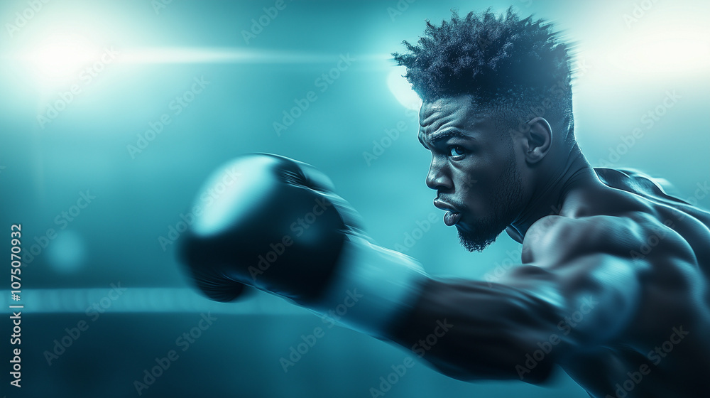Portrait of a young boxer throwing a punch Portrait of a young boxer throwing a punch