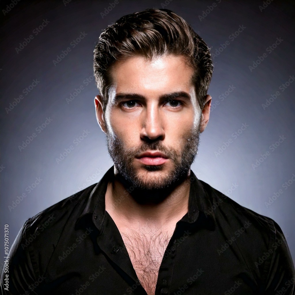 Young Handsome Man with Three-Day Beard and Dark Hair Young Handsome Man with Three-Day Beard and Dark Hair
