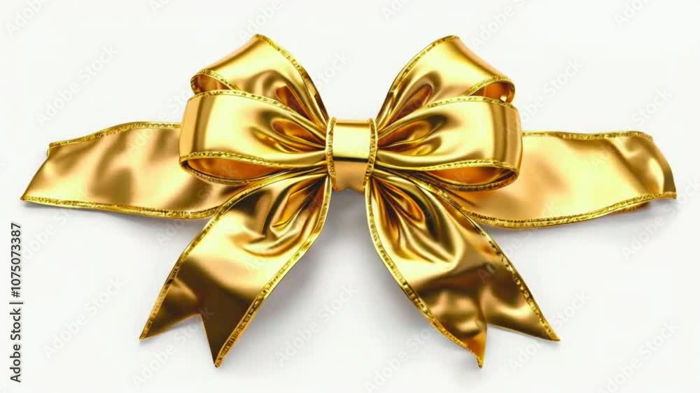 golden christmas bow Shiny golden gift bow with textured ribbon loops on a white background. PNG transparent High quality HD 4K Video golden christmas bow Shiny golden gift bow with textured ribbon loops on a white background. PNG transparent High quality HD 4K Video