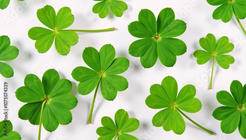 Shamrock image featuring vibrant green plants against a crisp white backdrop