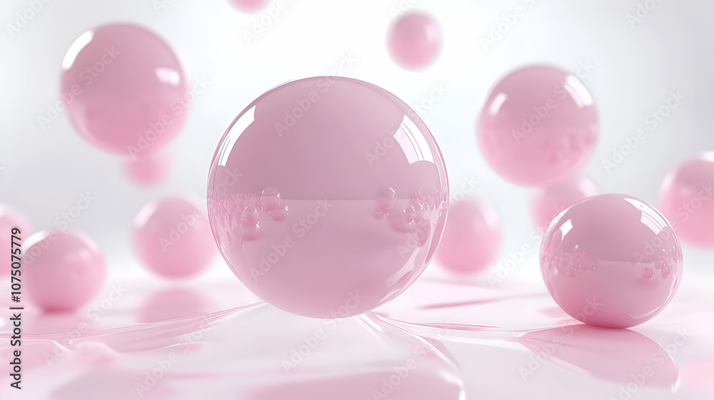 3D Pink Spheres Abstract Background Illustration 3D Pink Spheres Abstract Background Illustration