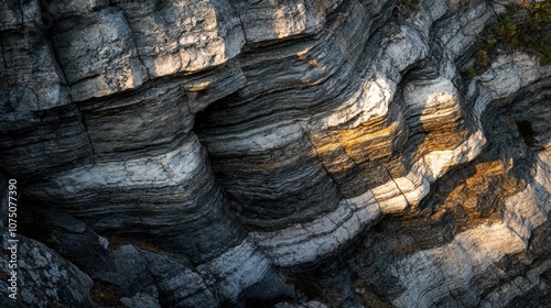 Wallpaper Mural Textured Rock Surface with Striations and Natural Shadows Showcasing Layers of Earth’s Geological History in Warm and Cool Tones Under Soft Natural Light Torontodigital.ca