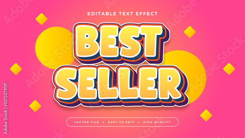 Pink Yellow Orange And White Best Seller 3d Editable Text Effect - Font Style