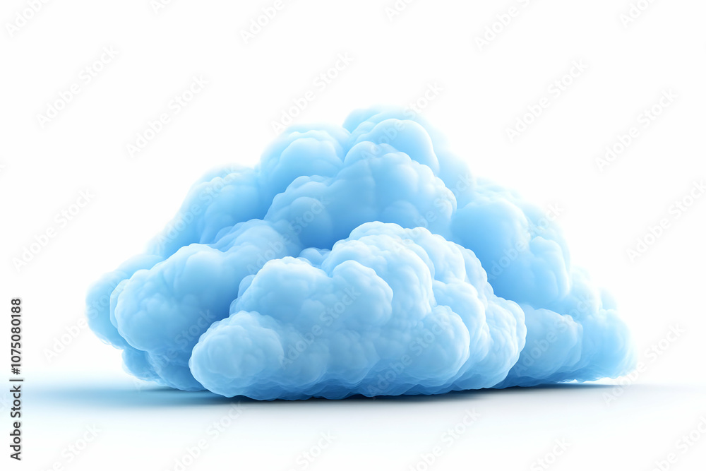 3D Illustration Fluffy Blue Cloud on White Background 3D Illustration Fluffy Blue Cloud on White Background