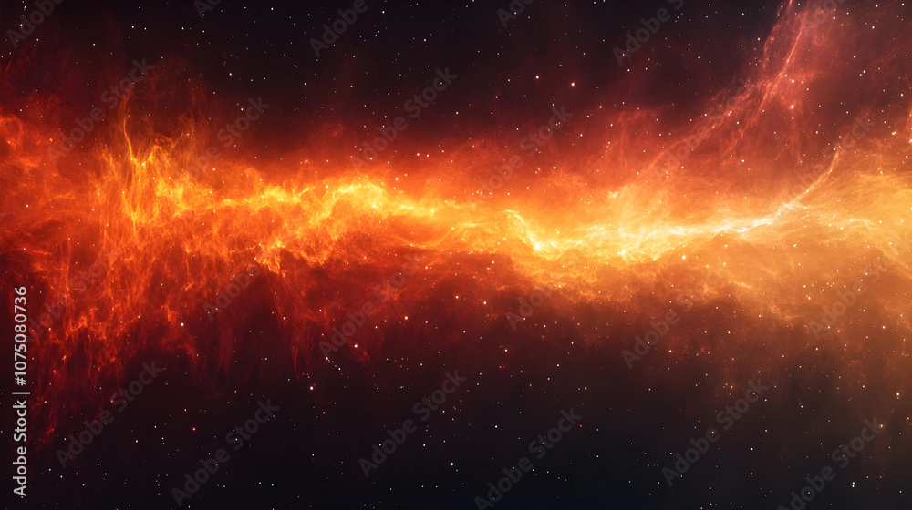 Abstract Background - Fiery Cosmic Clouds and Stars Abstract Background - Fiery Cosmic Clouds and Stars