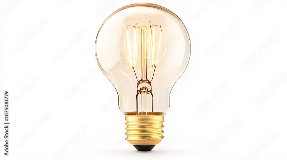 Glowing Lightbulb on White Background: A Symbol of Innovation Glowing Lightbulb on White Background: A Symbol of Innovation