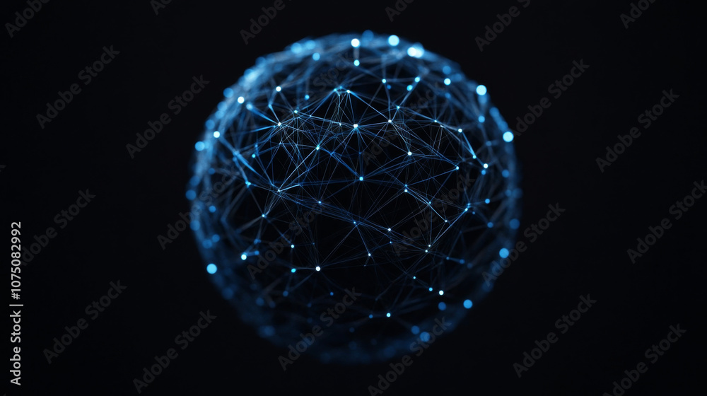 Futuristic Global Business Network with Interconnected Nodes and Spheres Futuristic Global Business Network with Interconnected Nodes and Spheres