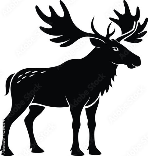 moose silhouette, deer silhouettes vector black  