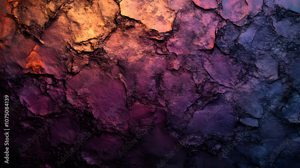 Fototapeta premium Abstract Background Cracked Texture Purple Orange Dark Gradient Illustration