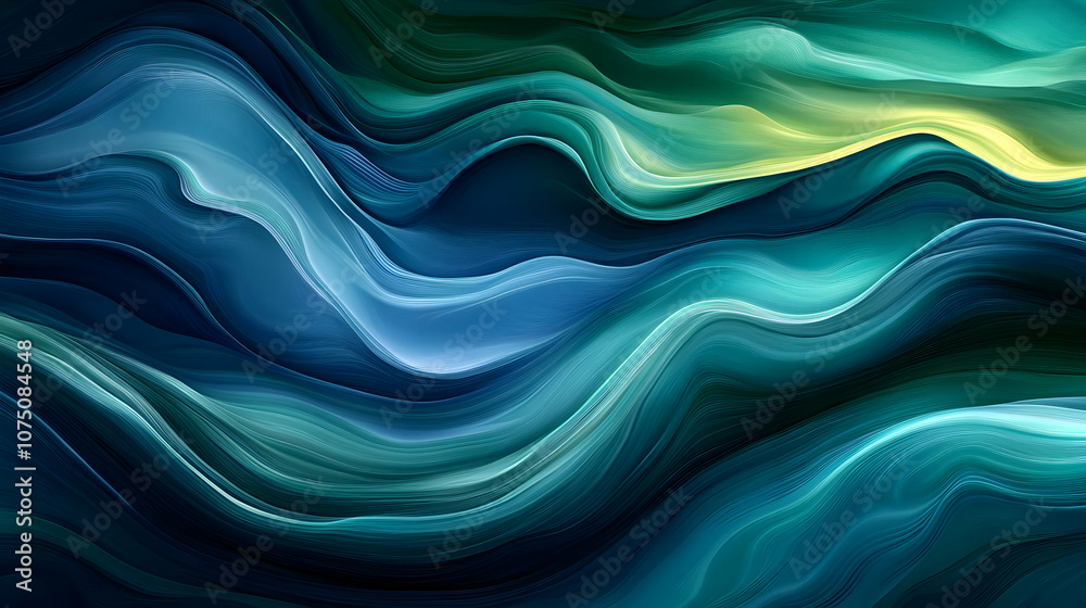 Abstract Background - Flowing Teal and Green Waves