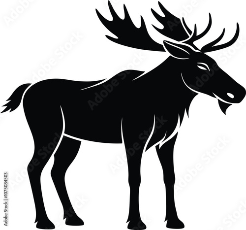 moose silhouette, deer silhouettes vector black  
