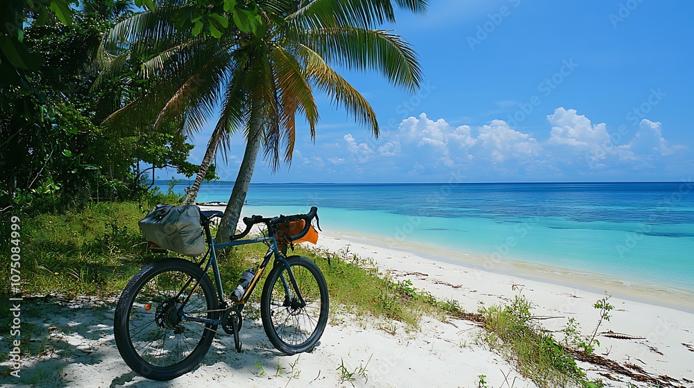 Fototapeta premium Explore the tranquil beachside with your bicycle