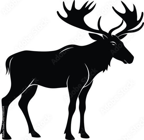 moose silhouette, deer silhouettes vector black  