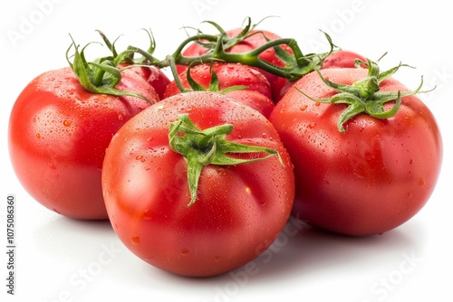 Ripe red tomatoes on a vine, ready to be plucked