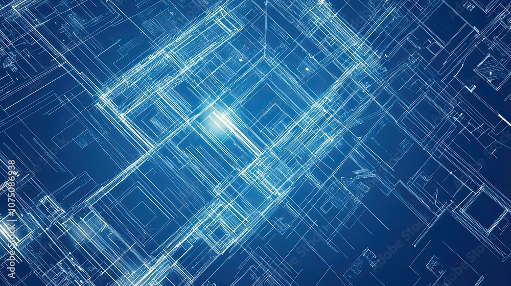 Abstract Blue and White Architectural Blueprint