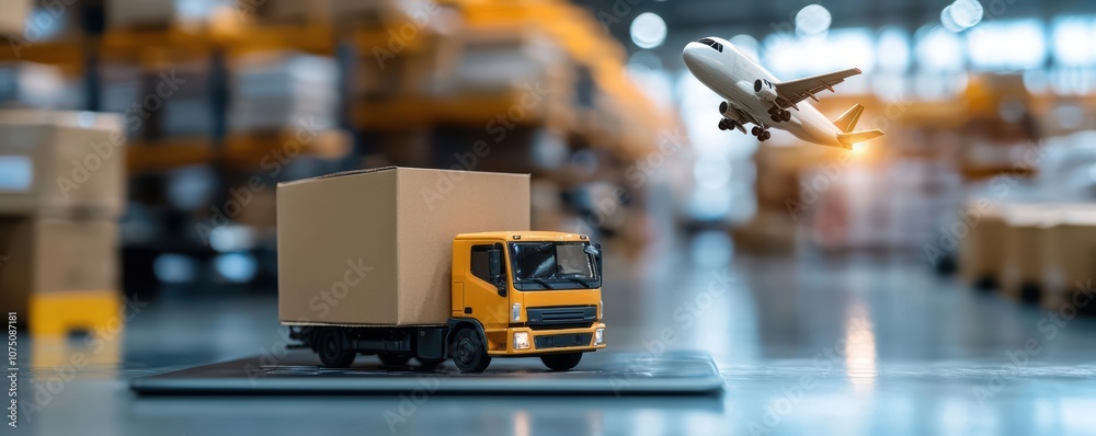 Parcel delivery truck with global logistics theme, seamless shipping Parcel delivery truck with global logistics theme, seamless shipping