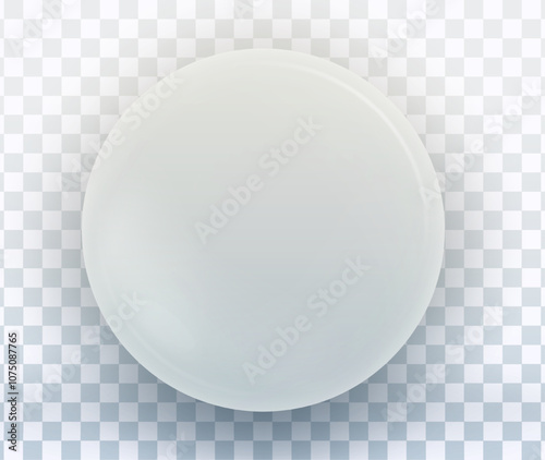 Blank white badge, vector 3D realistic illustration isolated on transparent background.